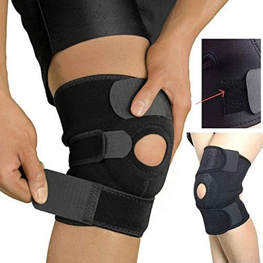 Adjustable Knee Cap Support Brace (1 Pair) | Neoprene Knee Support for Pain Relief & Joint Stability | Black Knee Protector for Men & Women