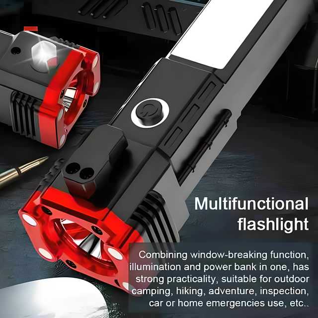 Multifunctional Work Portable Hammer with LED Flashlight | Emergency Safety Torch Tool for Travel (Pack of 1)