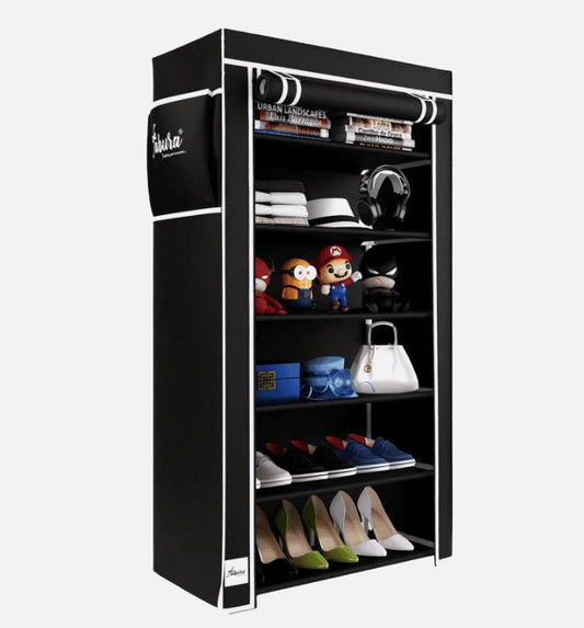 6 Rack Collapsible Wardrobe Cabinet & Shoe Rack | Dustproof Multi-Layer Space Saving Organizer (Pack of 1)